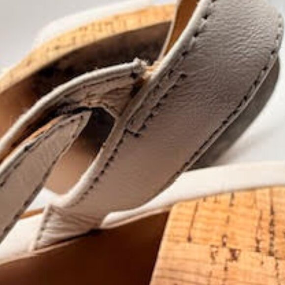 Coach White Leather Cork Block Heel Sandals 11B - Picture 12 of 16